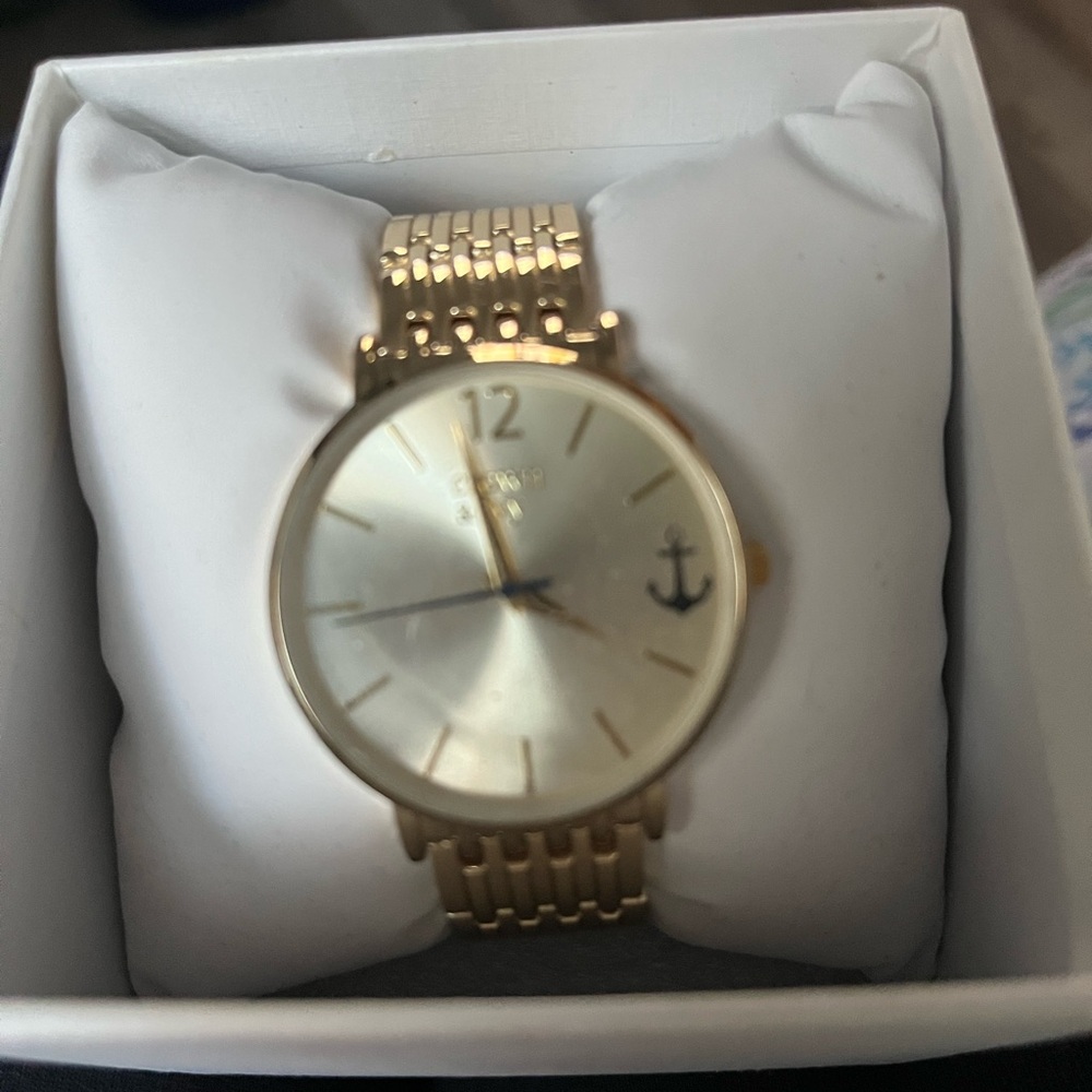 Gold Anchor Design Men's Watch